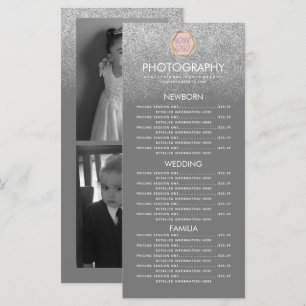 Fotogeschäft Silber Glitter Grau Logo Menükarte