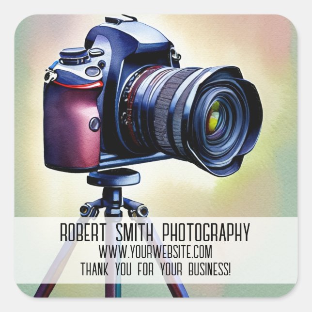 Fotogeschäft Vielen Dank Quadratischer Aufkleber (Vorderseite)