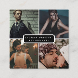 Fotograf 4 Fotos QR Code Social Media Icons Quadratische Visitenkarte