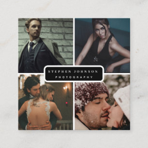 Fotograf 4 Fotos QR Code Social Media Icons Quadratische Visitenkarte