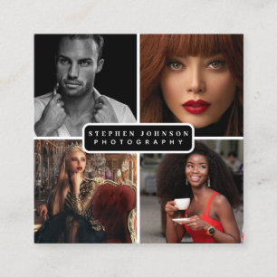 Fotograf 4 Fotos QR Code Social Media Quadratische Visitenkarte