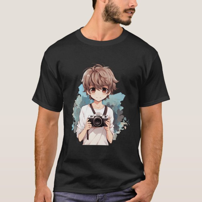 Fotograf Anime Boy Foto Camera T-Shirt (Vorderseite)