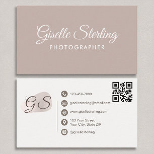 Fotograf Blush Mauve Modern Eleganter QR Code Visitenkarte