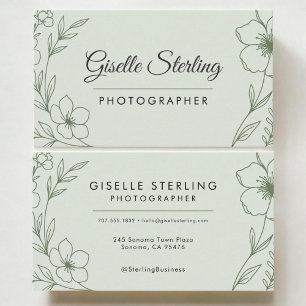 Fotograf Botanisch Salbeigrün Modern Visitenkarte