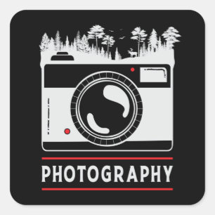 Fotograf Camera Lens Funny Gift Quadratischer Aufkleber
