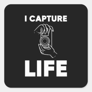Fotograf Capture Life Quadratischer Aufkleber