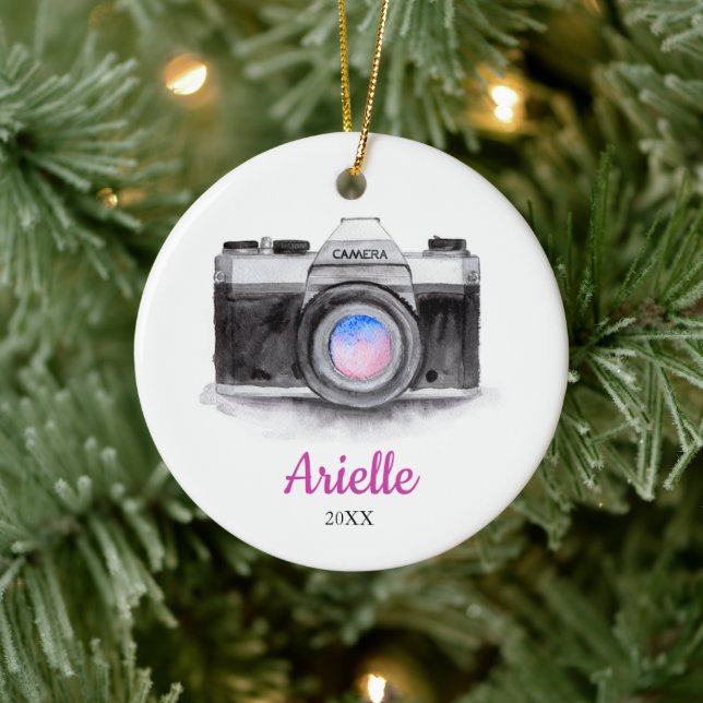 Fotograf Custom Personalisiert Camera Weihnachten Keramik Ornament (Baum)