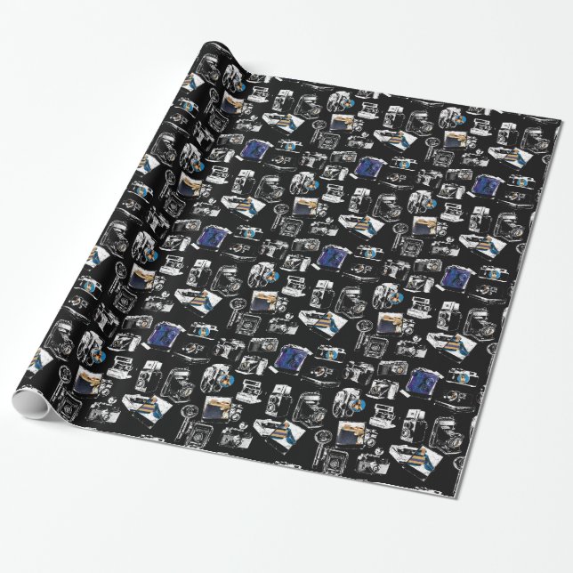 Fotograf erfasste Vintage-Kameraformate  Geschenkpapier (Ungerollt)