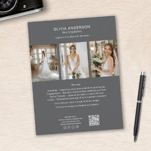 Fotograf Foto QR Social Media Gray Business Flyer