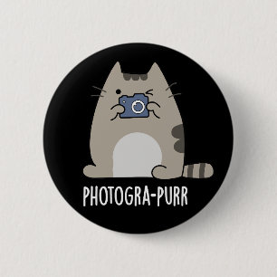 Fotograf Funny Cat Fotograf Pun Dark BG Button