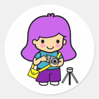 Fotograf Girl Runder Aufkleber