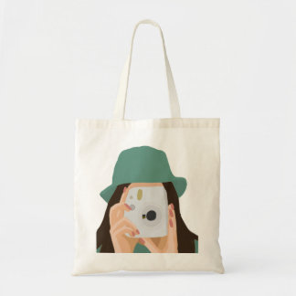 Fotograf Girl Tote Bag - Illustrierte Dunkle Haare Tragetasche