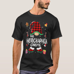 Fotograf Gnome Buffalo Kariert Red Matching Fami T-Shirt