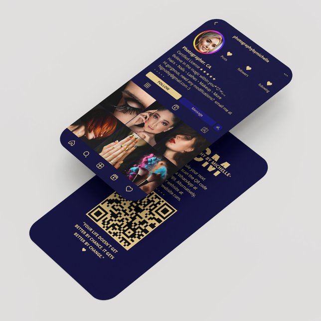 Fotograf Instagram Midnight Blue Modern Visitenkarte (Photographer Instagram Midnight Blue Modern Business Card
)