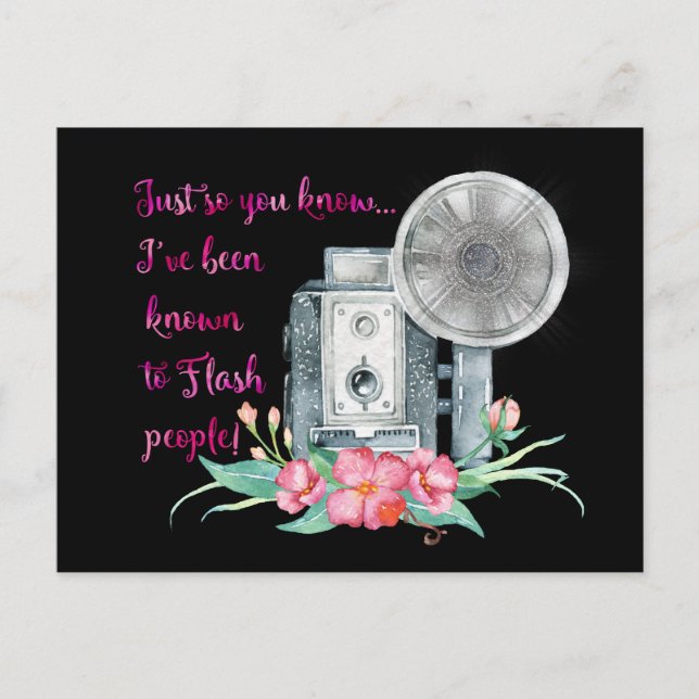 Fotograf-Kamera-Blitz Postkarte (Vorderseite)