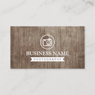 Fotograf Kamera Logo Vintage Holz Fotografie Visitenkarte