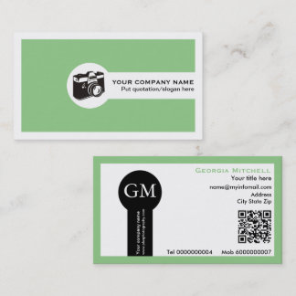 Fotograf Kamera und QR-Code mintgrün Visitenkarte