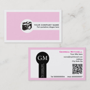 Fotograf Kamera und QR-Code rosa Visitenkarte
