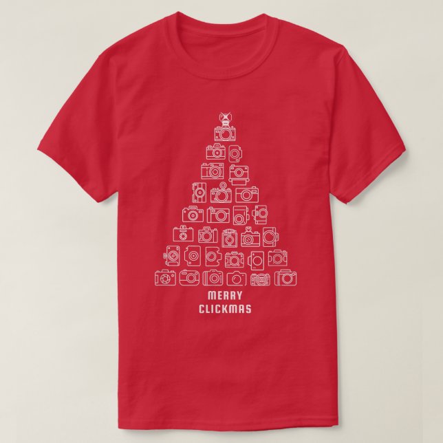 Fotograf Kamera Weihnachtsbaum Merry Clickmas T-Shirt (Design vorne)