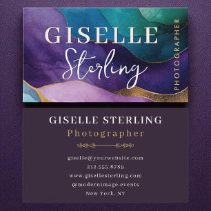 Fotograf Lila Gold Moderne Wasserfarbe Visitenkarte