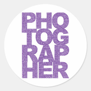 Fotograf - Lila Text Runder Aufkleber