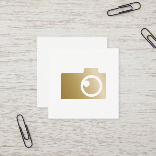 Fotograf-moderne Goldkamera-Logo-Fotografie Quadratische Visitenkarte (Vorderseite/Rückseite Beispiel)