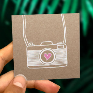 Fotograf Niedliche Kamera Fotografie Rustic Kraft Quadratische Visitenkarte