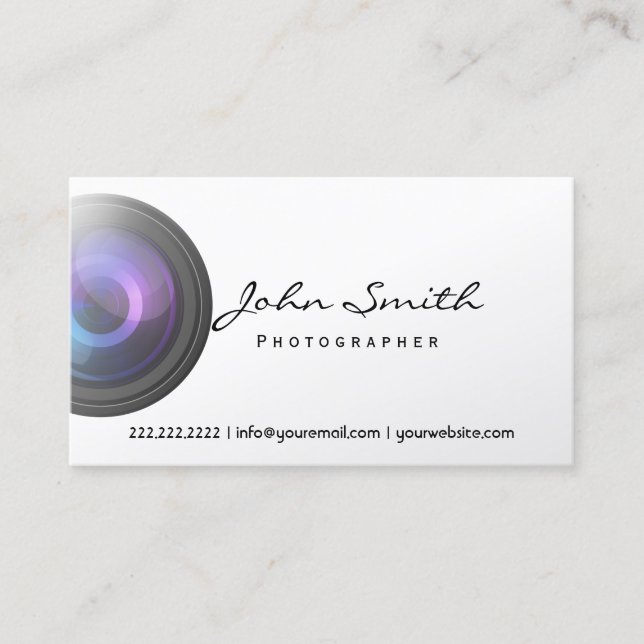 Fotograf Pearl White Business Card Visitenkarte (Vorderseite)