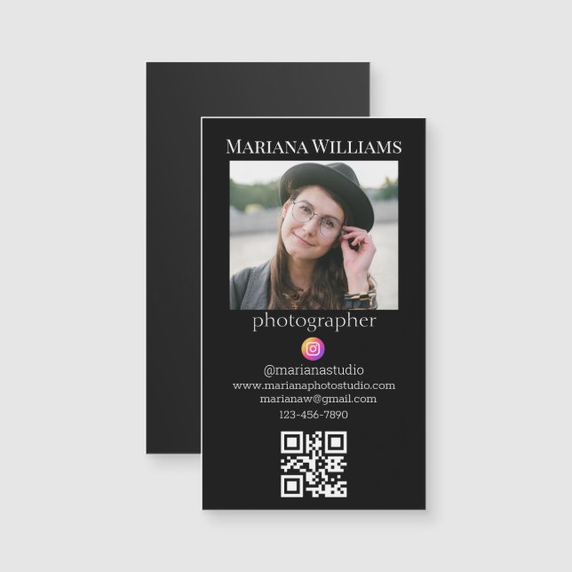 Fotograf qr Foto Business Magnet (Vorne/Hinten)