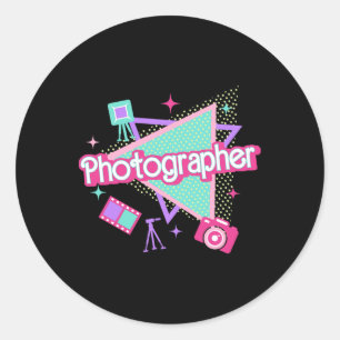 Fotograf Retro Rosa Fotografie Männer Frauen Weihn Runder Aufkleber
