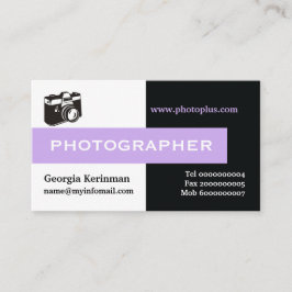 Fotograf schwarz, weiß, lavender eye catching visitenkarte