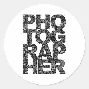 Fotograf - schwarzer Text Runder Aufkleber