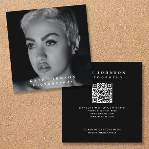 Fotograf Stilvolles Foto QR Code Social Media Quadratische Visitenkarte