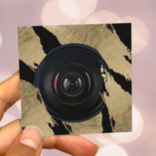 Fotograf-streicht moderne Goldbürste Fotografie Quadratische Visitenkarte