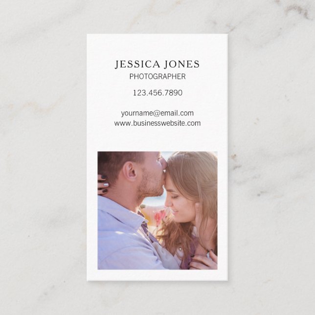 Fotograf White Square Foto Einfach Minimalistisch Visitenkarte (Vorderseite)