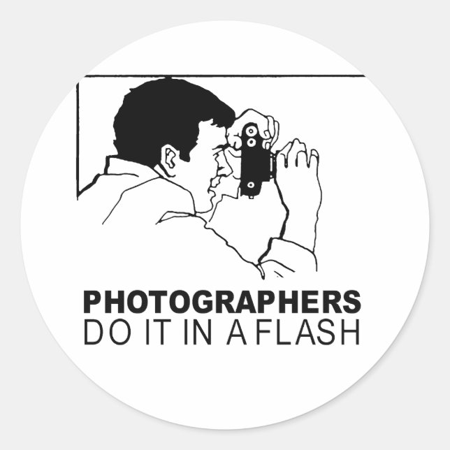 Fotografen machen es blitzschnell runder aufkleber (Vorderseite)