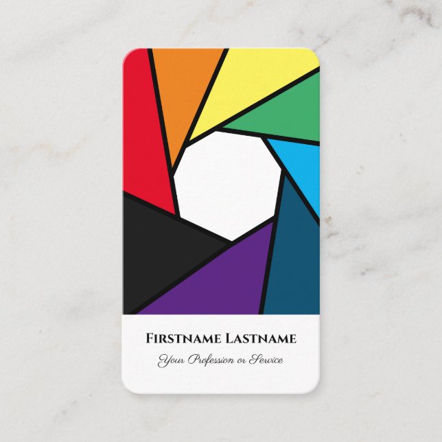 Fotografen Regenbogenfarben DSLR-Kameraobjektive Visitenkarte (Vorderseite)