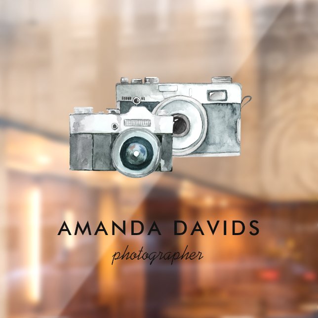 Fotografenkamera Moderne Minimalistische Wasserfar Fensteraufkleber (Blatt 2)