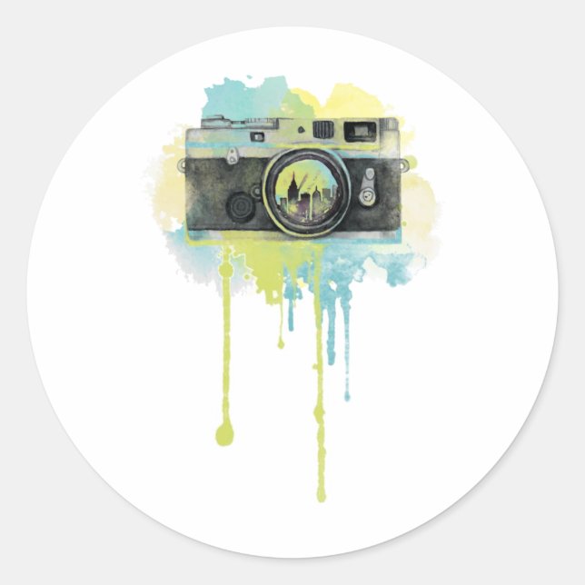 Fotografie Camara Lover Vintag Fotograf Idee Runder Aufkleber (Vorderseite)