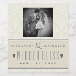 Fotografie Classic Elegant Damask Hochzeit Weinetikett