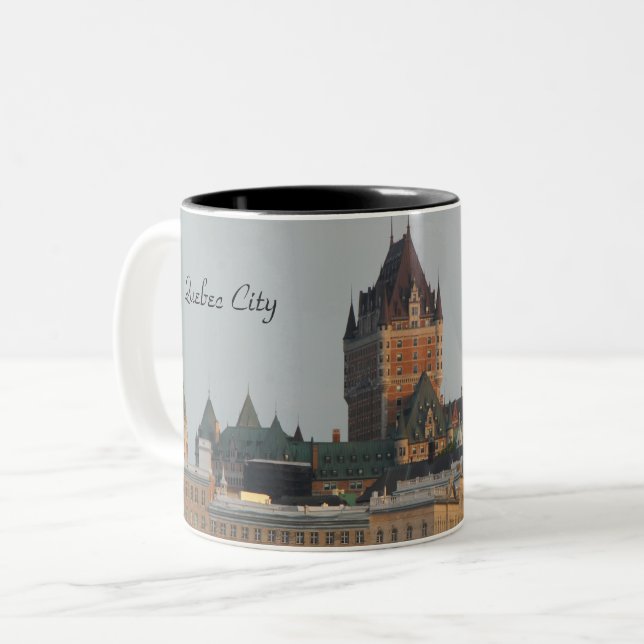 Fotografie der schönen Skyline von Quebec City Zweifarbige Tasse (Vorderseite Links)