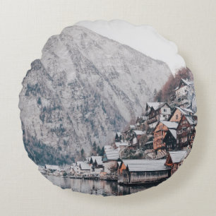 FOTOGRAFIE DES HAUS AM WASSERKÖRPER RUNDES KISSEN