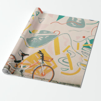 FOTOGRAFIE DES ORANGE- UND WEISSEN FAHRRADES GESCHENKPAPIER