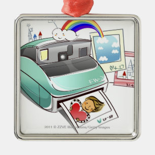 Fotografie, die aus eine sofortige Kamera Silbernes Ornament