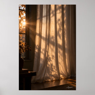 Fotografie einer rückbeleuchteten Gardinensilhouet Poster