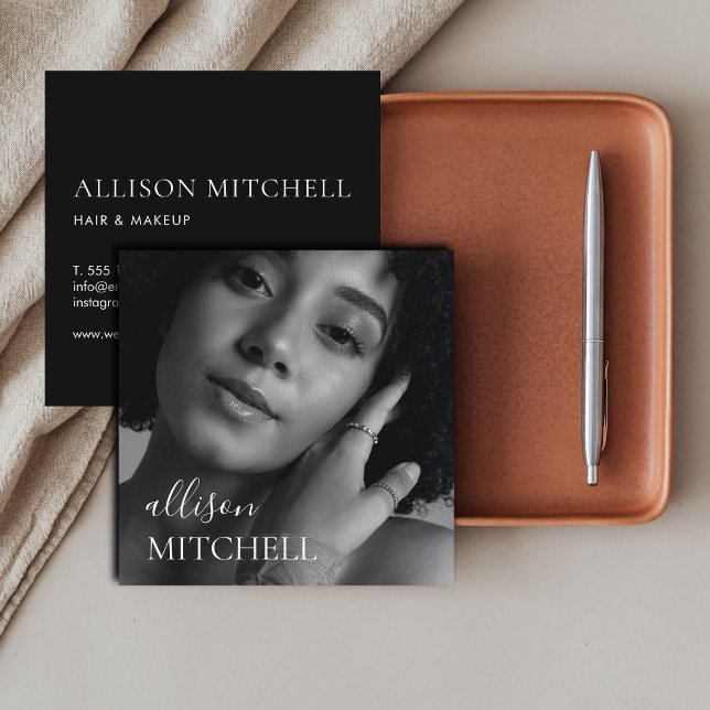 Fotografie Elegante Berufliche Kalligraphie Quadratische Visitenkarte (Von Creator hochgeladen)