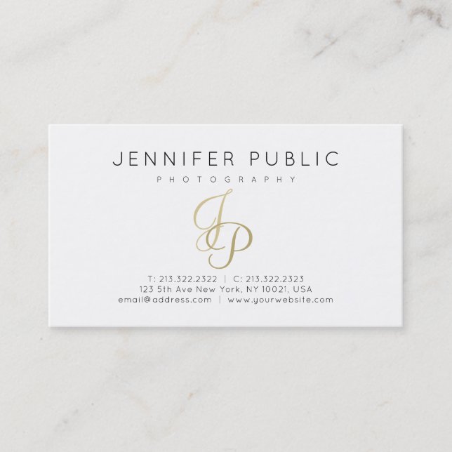 Fotografie Eleganter Fotograf Gold Monogram Visitenkarte (Vorderseite)
