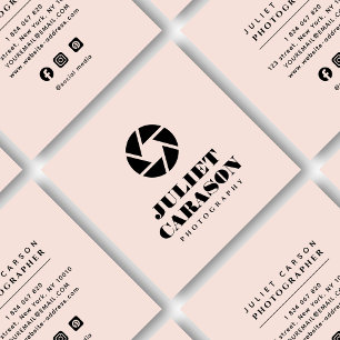 Fotografie Fett Typografie Rosa Quadratische Visitenkarte