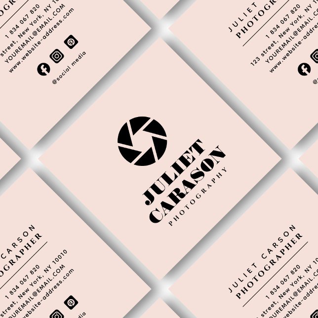 Fotografie Fett Typografie Rosa Quadratische Visitenkarte (Von Creator hochgeladen)