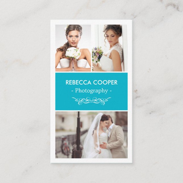 Fotografie FotoCollage - Moderne Scuba Blue Visitenkarte (Vorderseite)